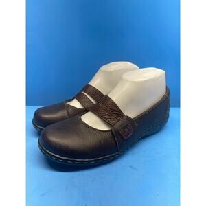 Clarks Collection Brown Leather Mary Jane Loafers Size 6.5 M Comfort Shoes